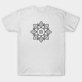 Flower Line Art Pattern T-Shirt